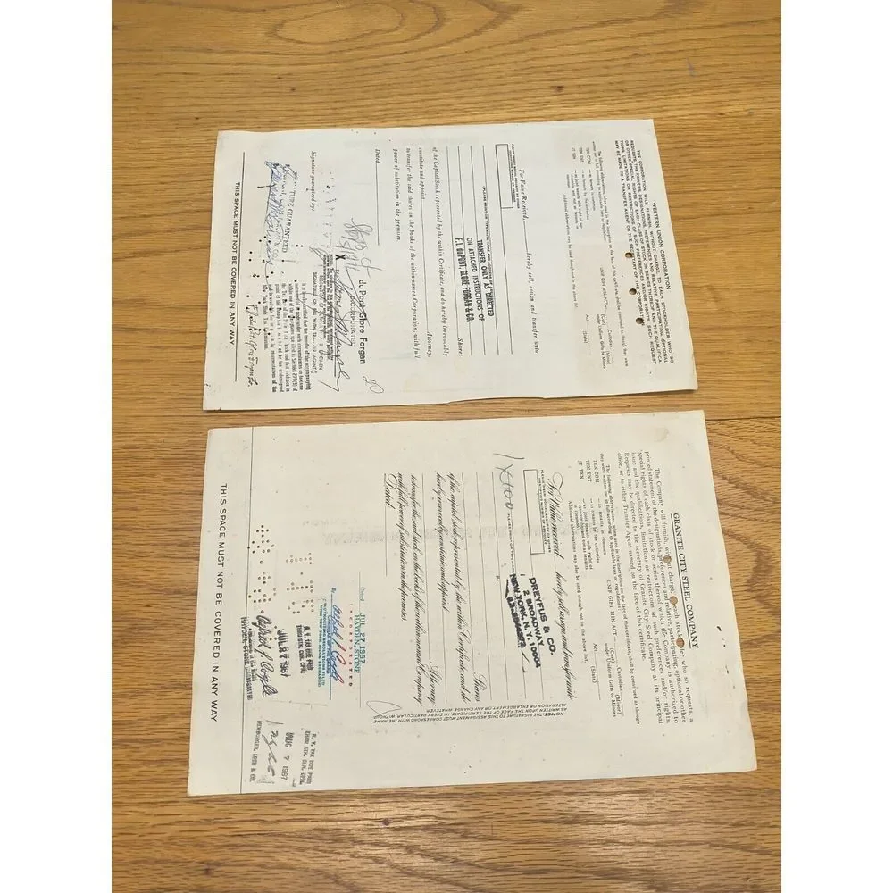 Vintage US Stocks Cirtificates Lot‎ Of 2